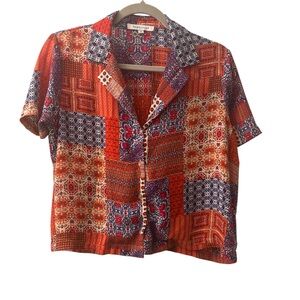 Rose & Olive Multicolor Floral and Geometric Blouse